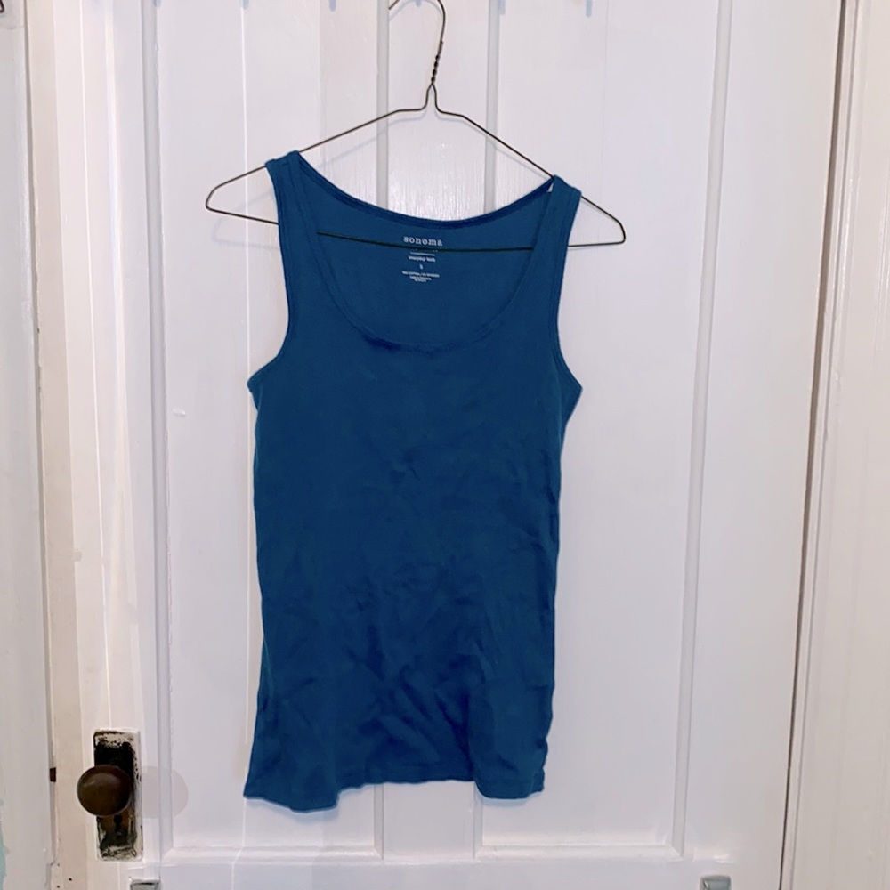 blue woman’s tank top
